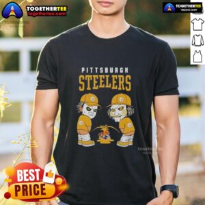 Official Pittsburgh Steelers X Michael Myers And Billy Puppet Piss On Baltimore Ravens Cleveland Browns T-Shirt