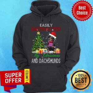Alternative view of Official Santa Dachshund Easily Distracted By Christmas And Dachshunds Shirt
