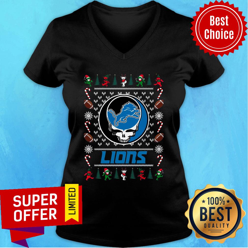 Premium Detroit Lions Grateful Dead Ugly Christmas Shirt - Image 3