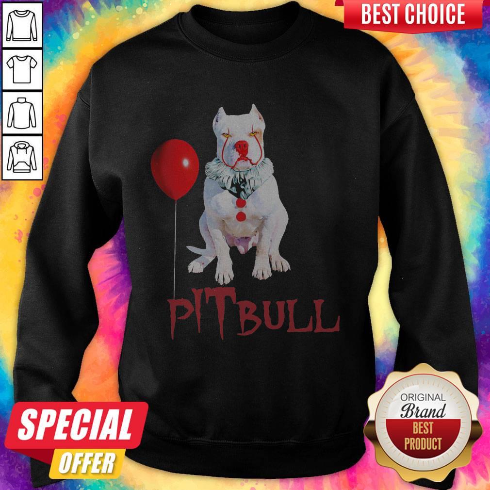 Pitbull And Balloon It Clown For Halloween Day Shirt - Image 4