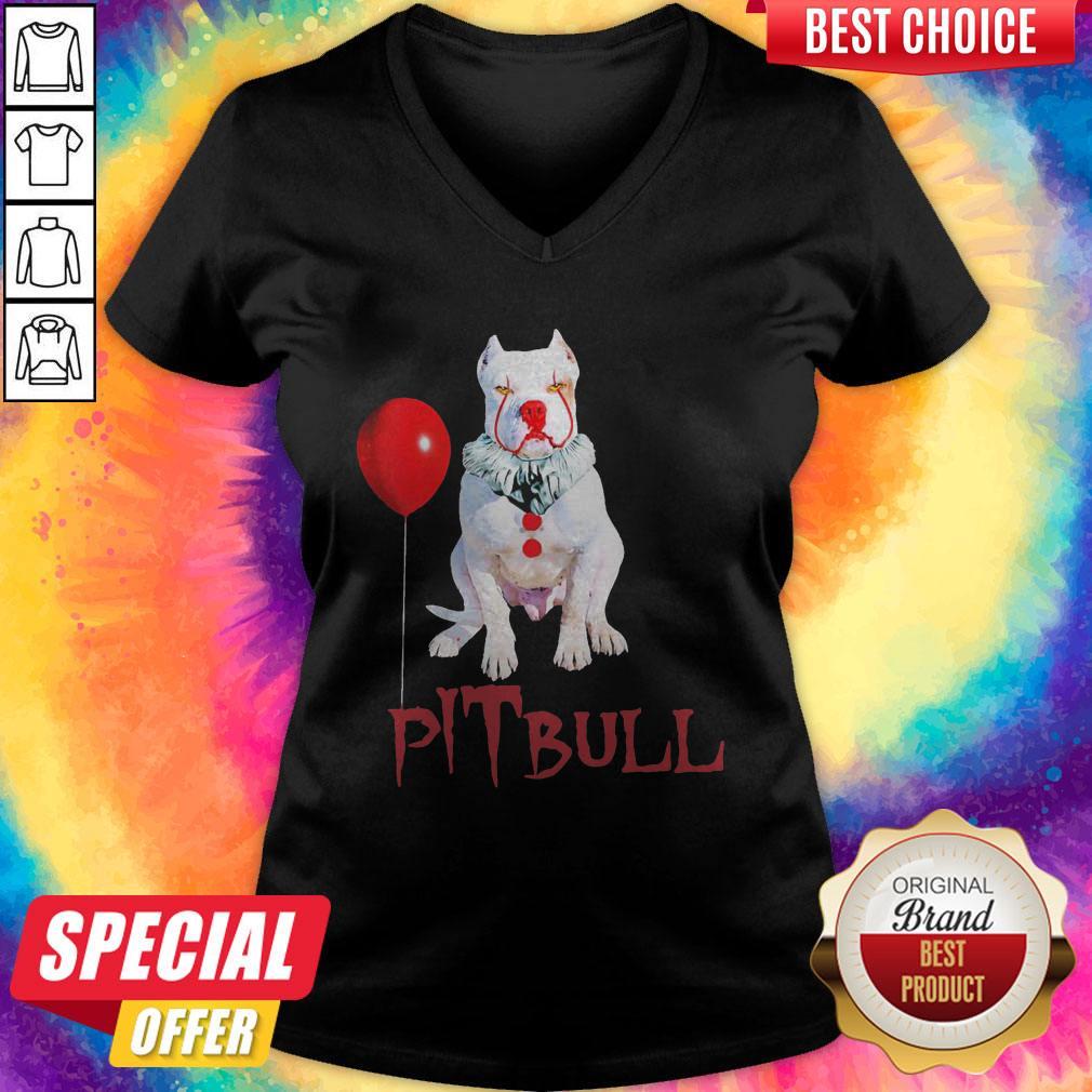 Pitbull And Balloon It Clown For Halloween Day Shirt - Image 2