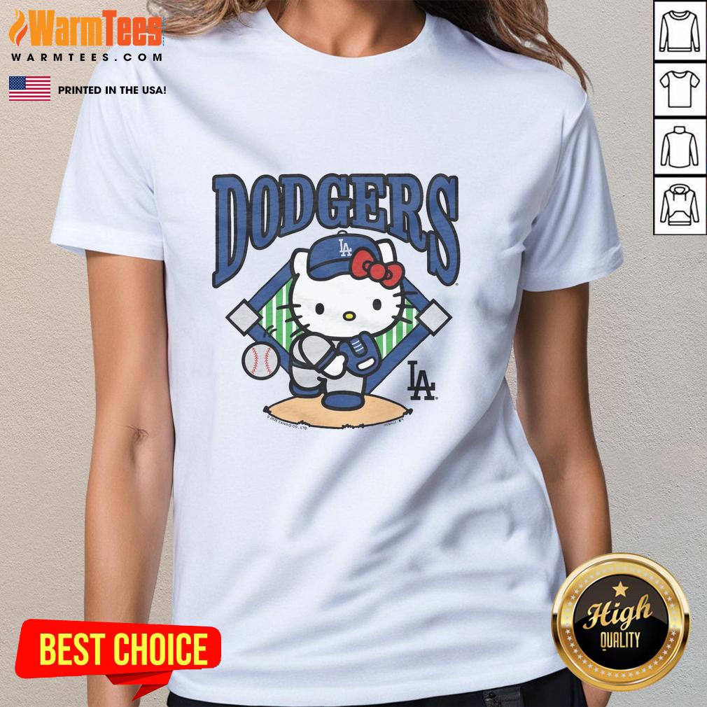 Nice Hello Kitty X Los Angeles Dodgers Pitch T-Shirt - Image 3