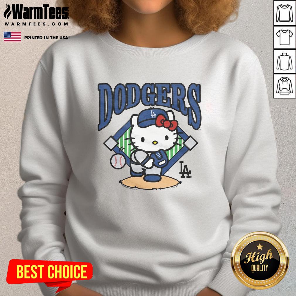 Nice Hello Kitty X Los Angeles Dodgers Pitch T-Shirt - Image 5