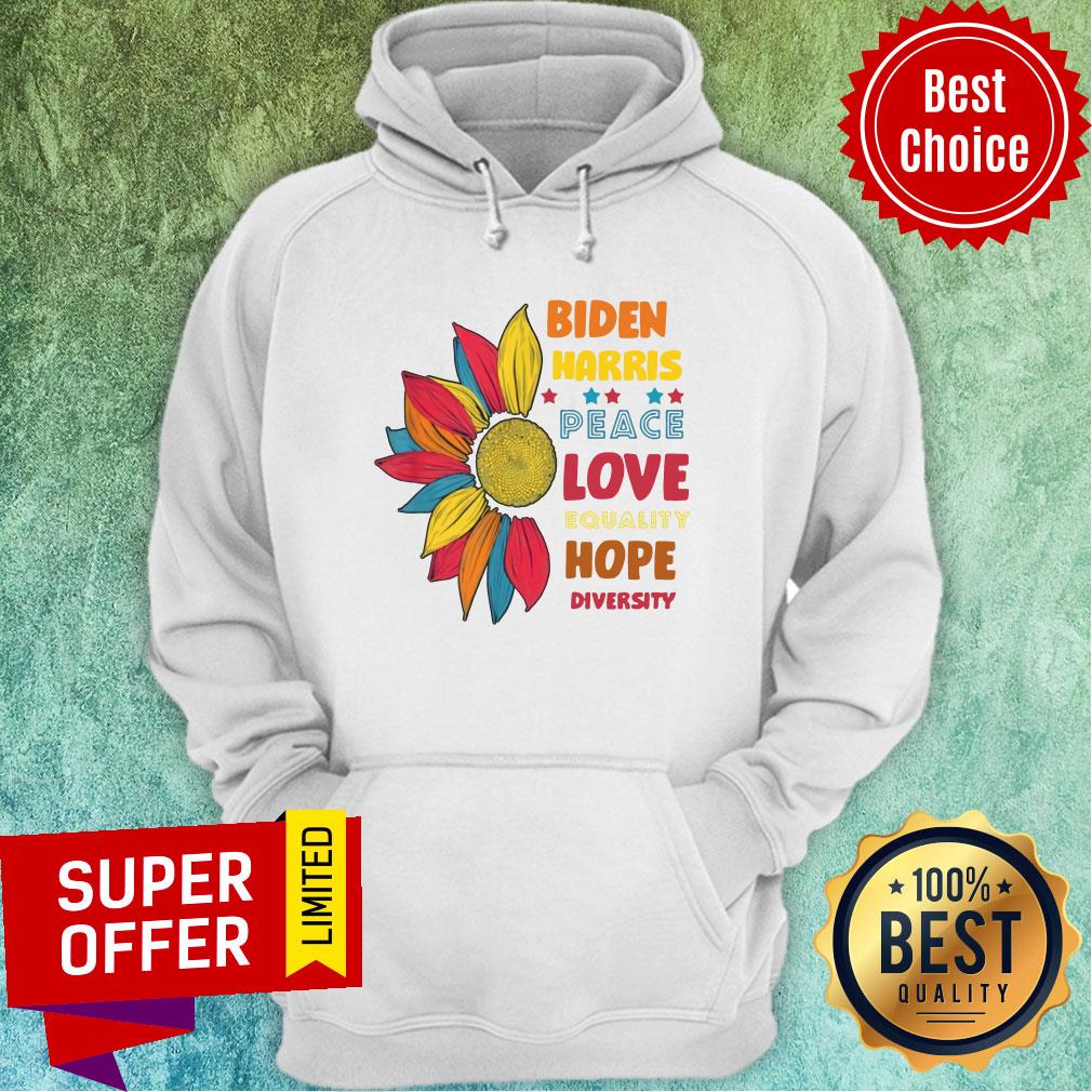 Biden Harris Peace Love Equality Hope Diversity Sunflower Shirt - Image 3
