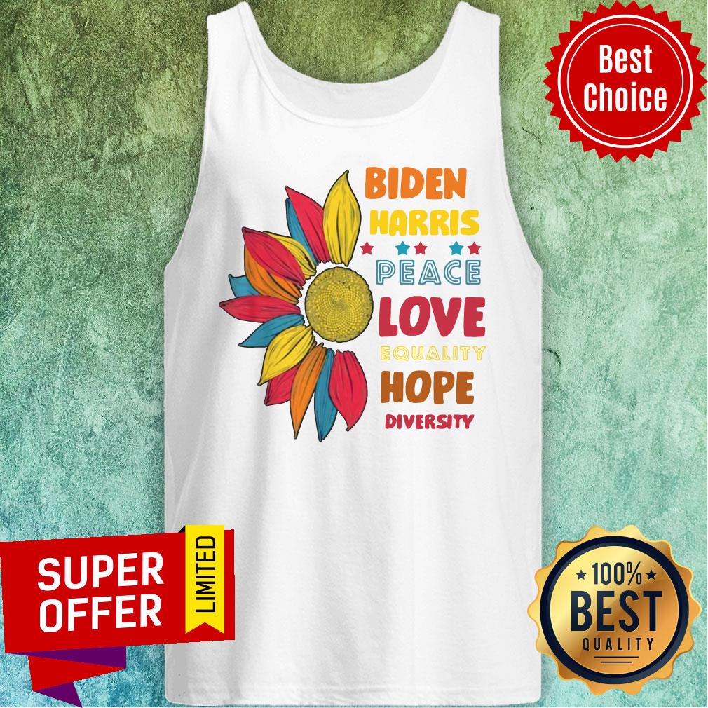Biden Harris Peace Love Equality Hope Diversity Sunflower Shirt - Image 5