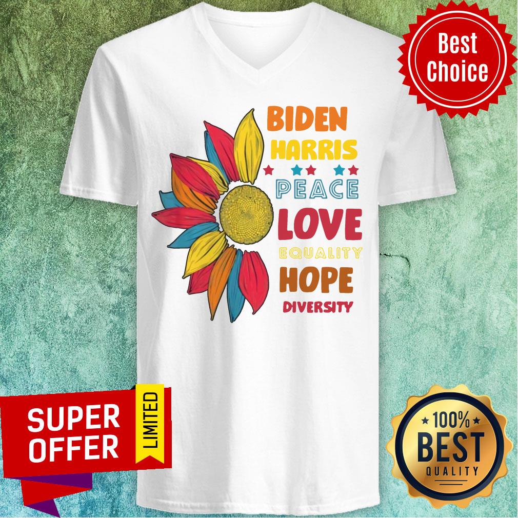 Biden Harris Peace Love Equality Hope Diversity Sunflower Shirt - Image 4