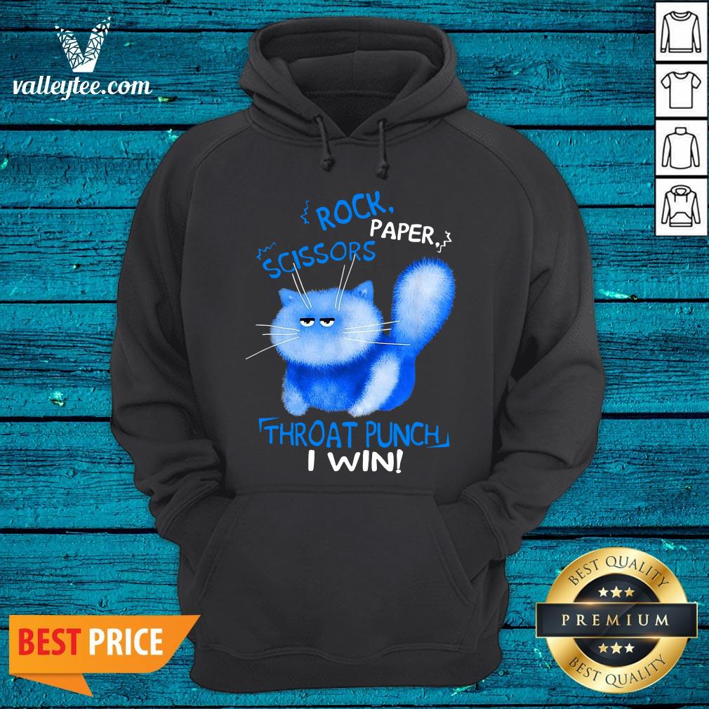 Funny Cat Rock Paper Scissors Throat Punch I Win Shirt - Image 3