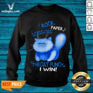 Alternative view of Funny Cat Rock Paper Scissors Throat Punch I Win Shirt