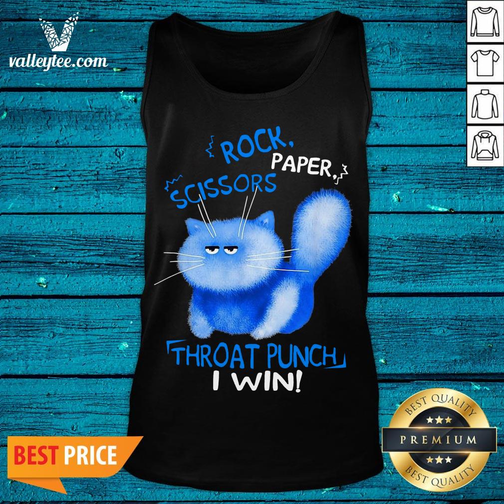 Funny Cat Rock Paper Scissors Throat Punch I Win Shirt - Image 5