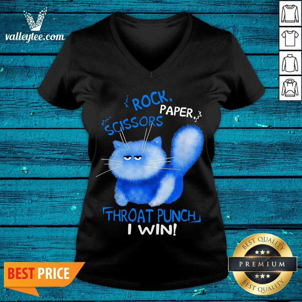 Funny Cat Rock Paper Scissors Throat Punch I Win Shirt - Image 4