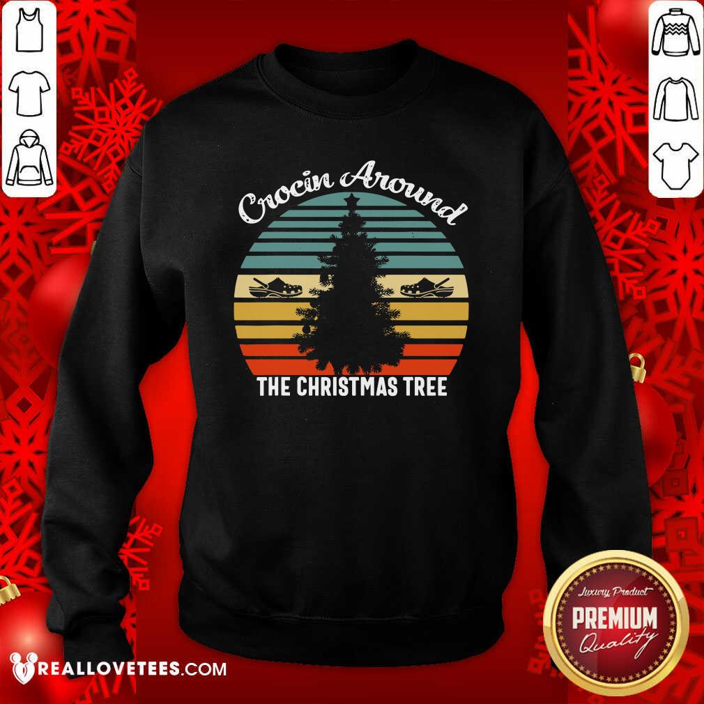 Perfect Crocin Around The Christmas Tree Xmas Vintage Retro Shirt - Image 2