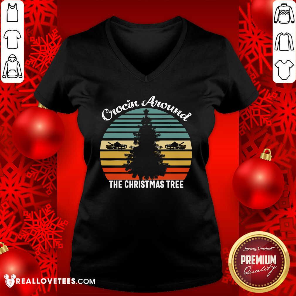 Perfect Crocin Around The Christmas Tree Xmas Vintage Retro Shirt - Image 4
