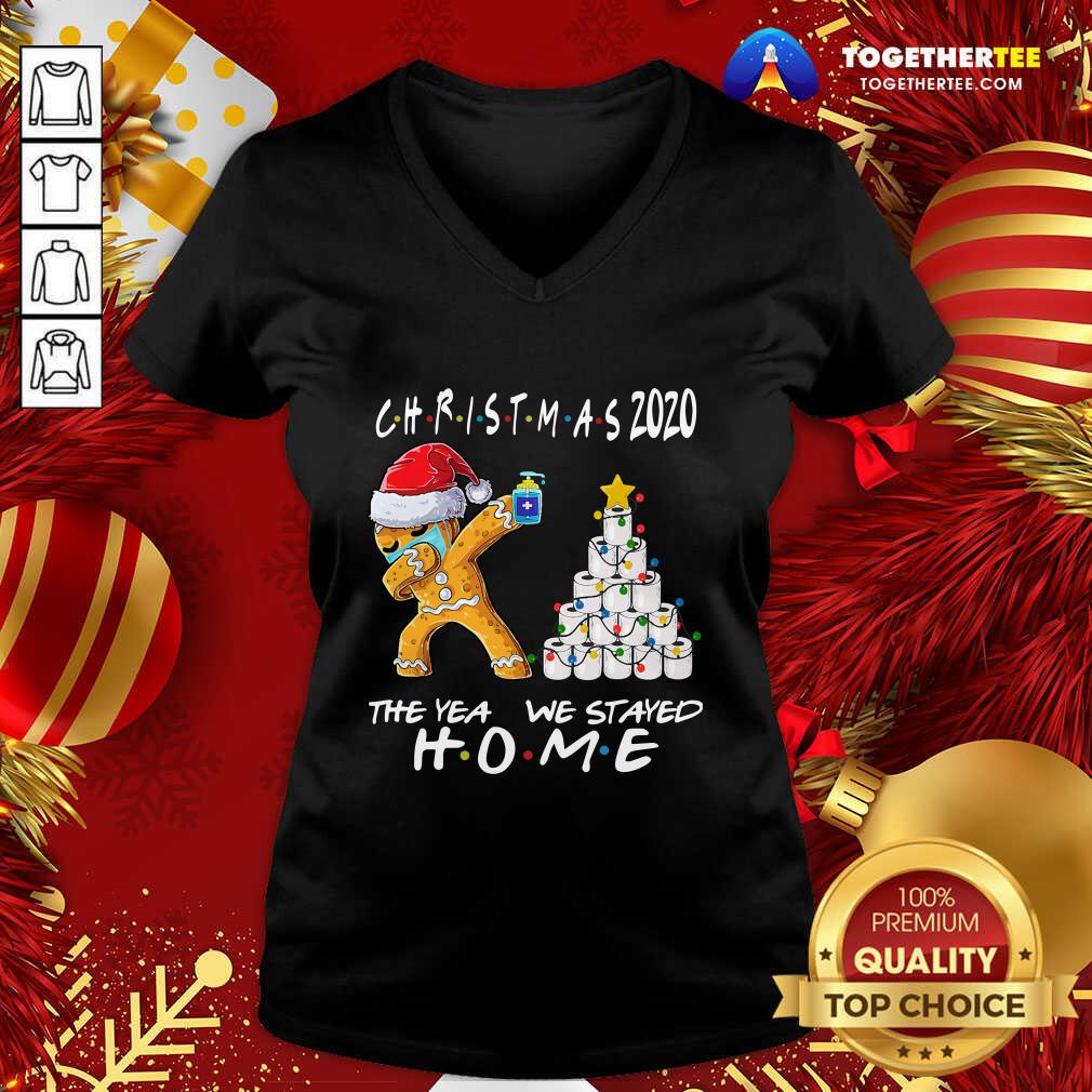 Hot Christmas 2020 The Year We Stayed Quarantine Gingerbread Wear Mask Toilet Paper Tree Shirt - Image 2
