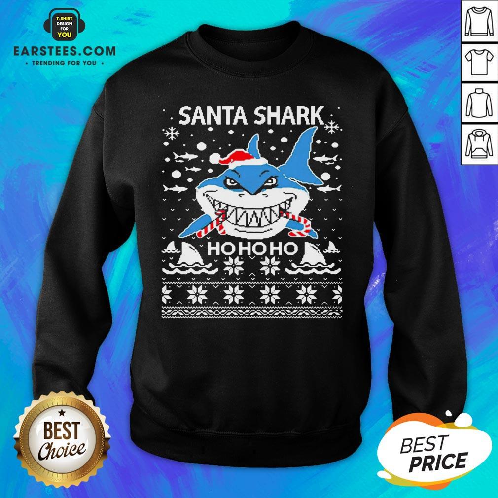 Pretty Santa Shark Ho Ho Ho Christmas Shirt - Image 2