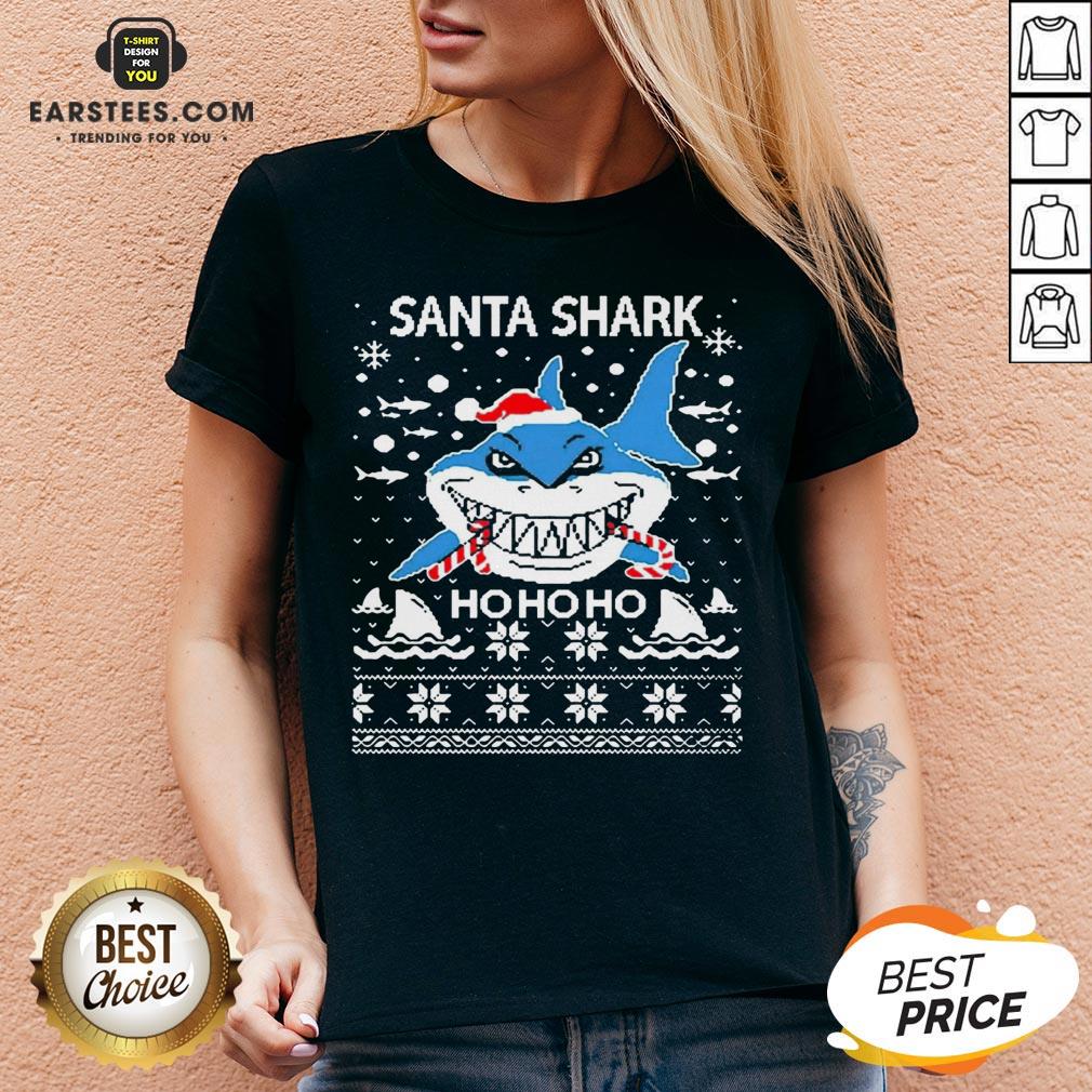 Pretty Santa Shark Ho Ho Ho Christmas Shirt - Image 4