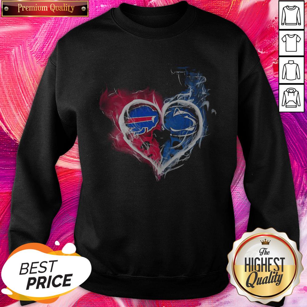 Buffalo Bills NFL And Penn State Nittany Lions Heart Fire Shirt - Image 2