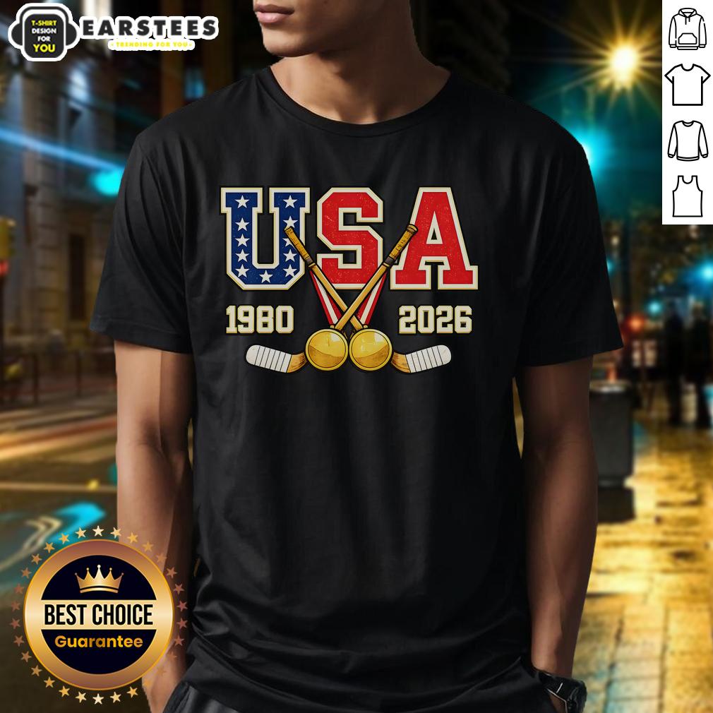 Good 1980 And 2026 Hockey Vintage USA Champions T-Shirt