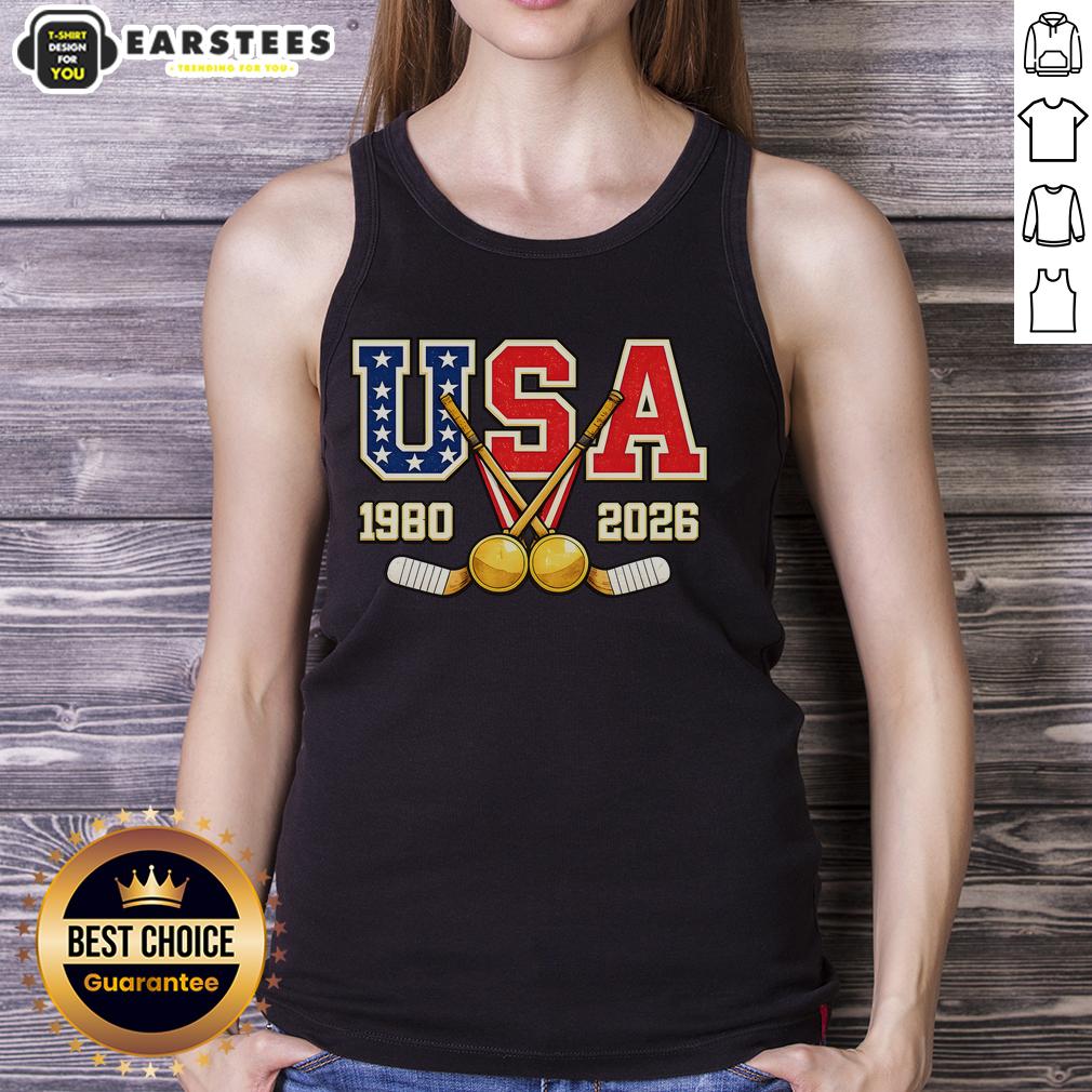 Good 1980 And 2026 Hockey Vintage USA Champions T-Shirt - Image 4