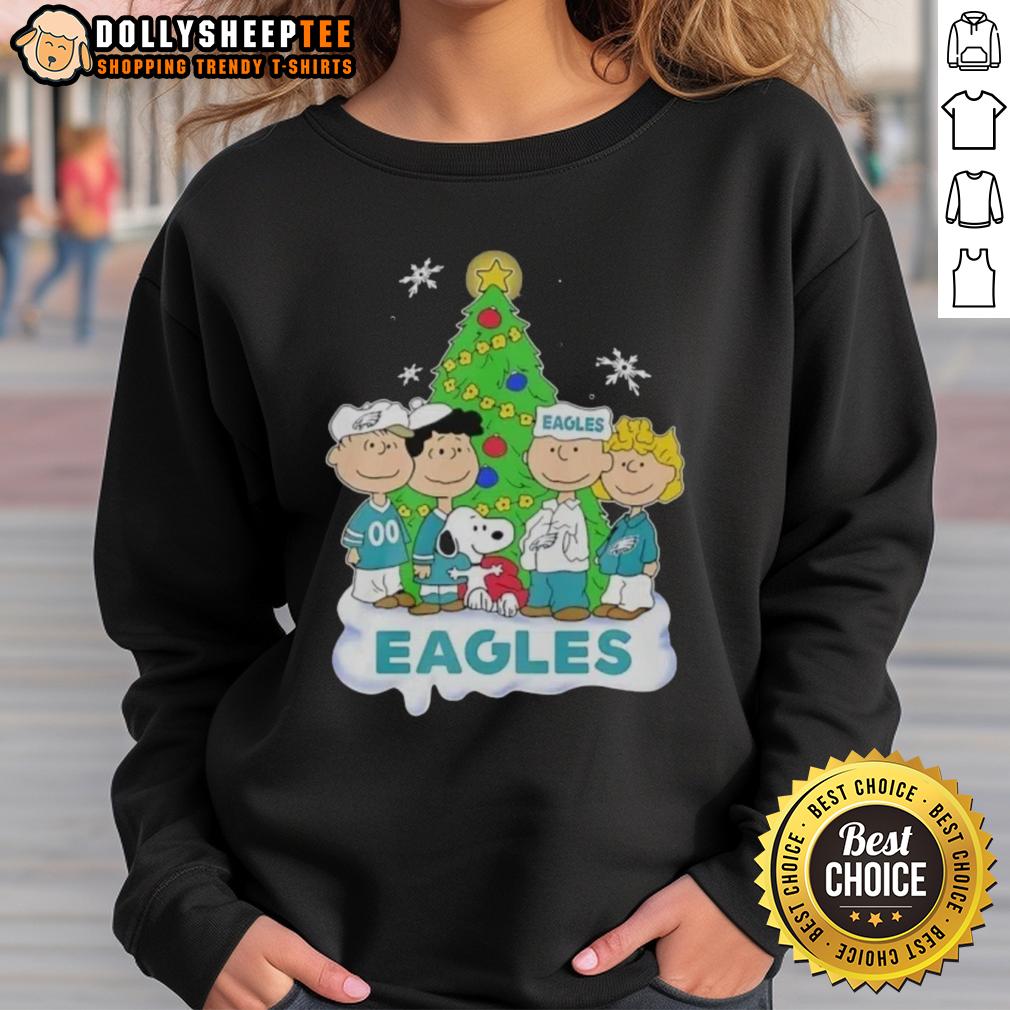Original Peanuts Characters X Philadelphia Eagles Chrismas T-Shirt - Image 4