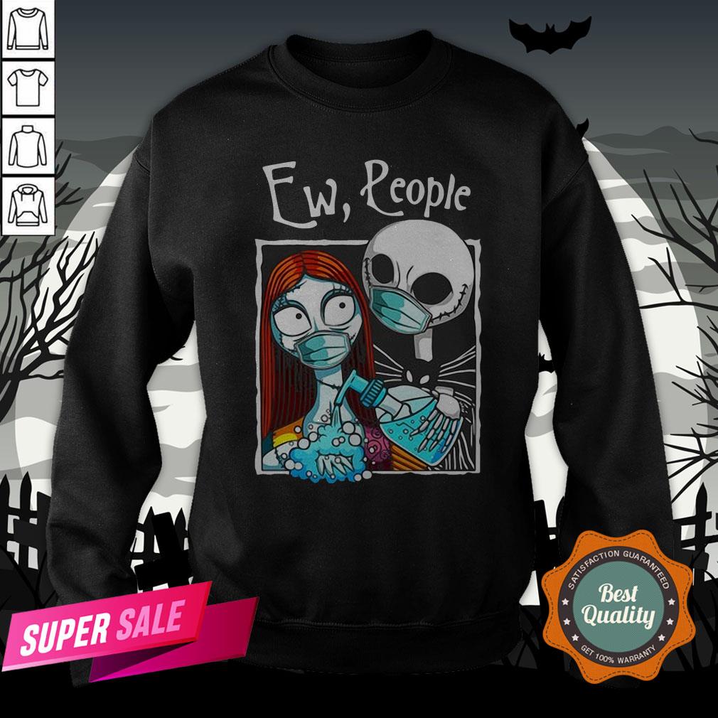 Jack Skellington And Sally Face Mask Ew People Shirt - Image 4