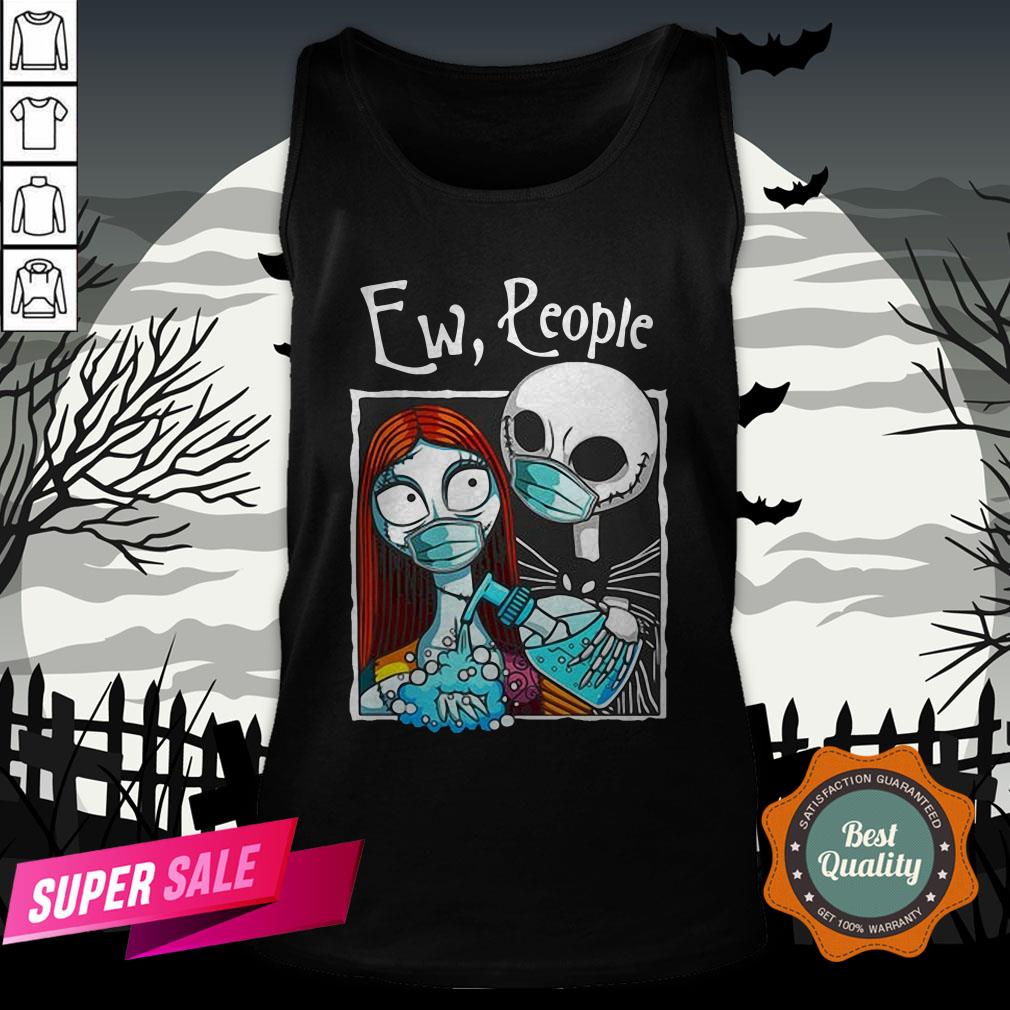 Jack Skellington And Sally Face Mask Ew People Shirt - Image 3