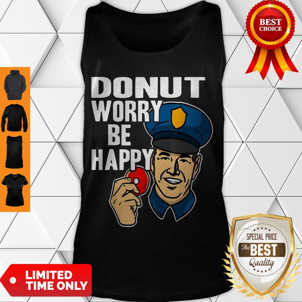 Official Donut Worry Be Happy Police Men’s Shirt - Image 4