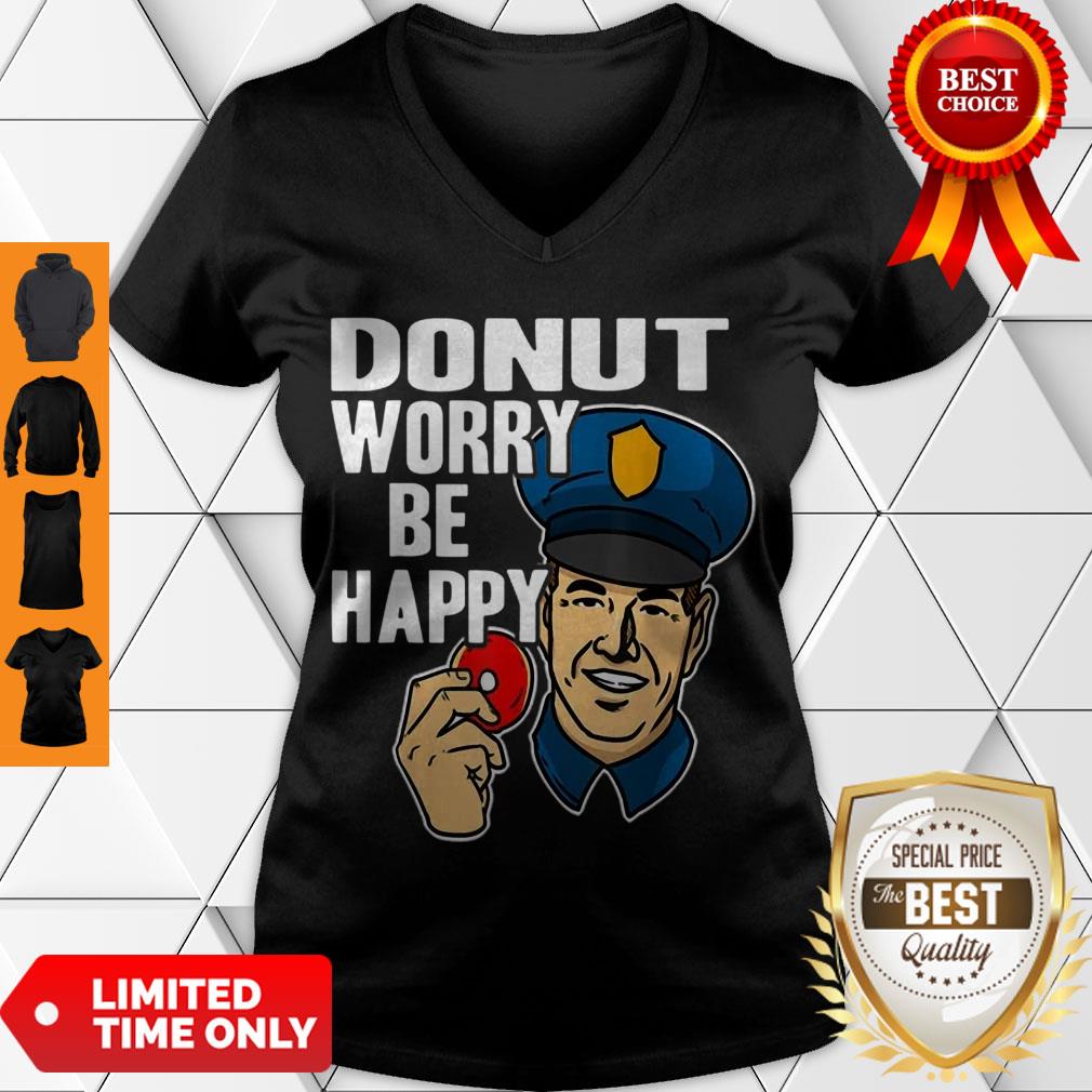 Official Donut Worry Be Happy Police Men’s Shirt - Image 5