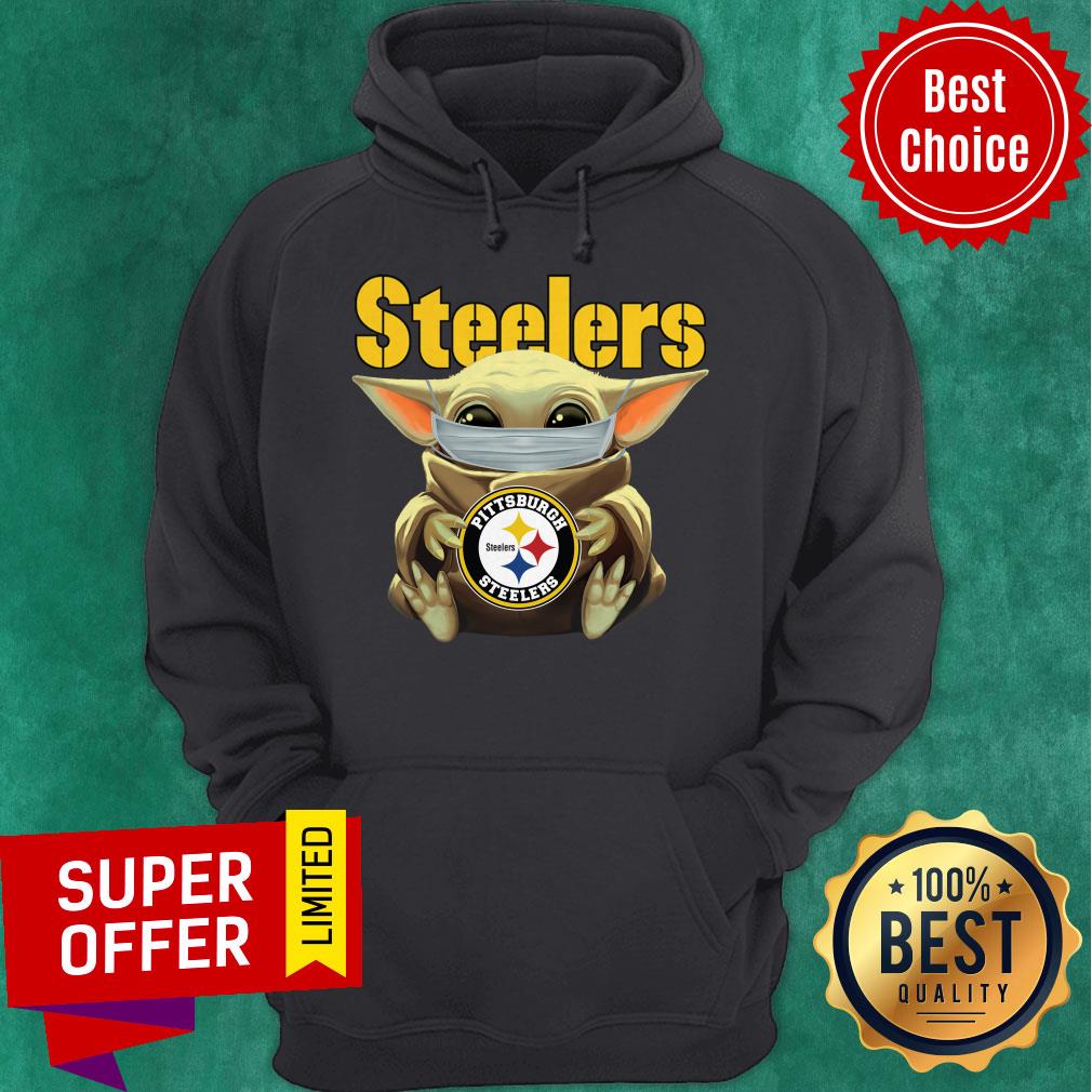 Premium Baby Yoda Face Mask Hug Pittsburgh Steelers Shirt - Image 3