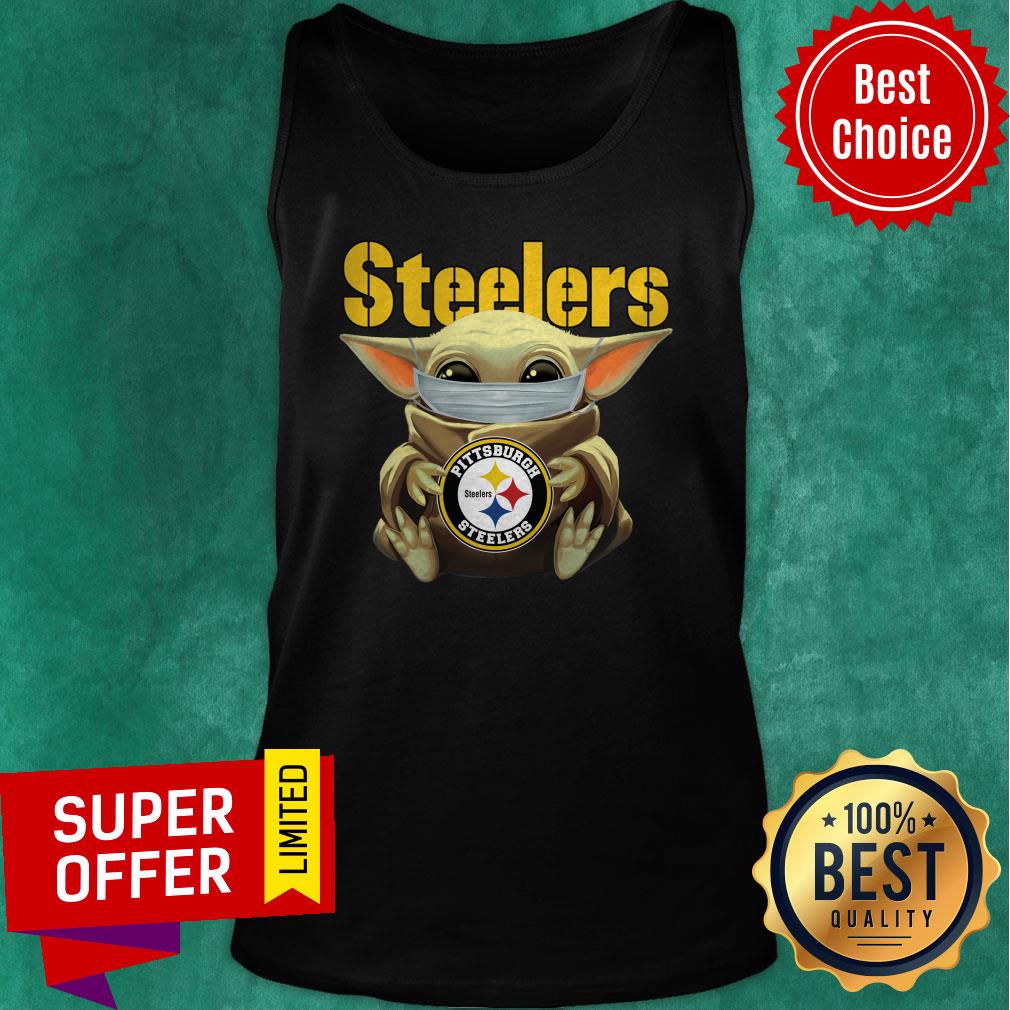 Premium Baby Yoda Face Mask Hug Pittsburgh Steelers Shirt - Image 5