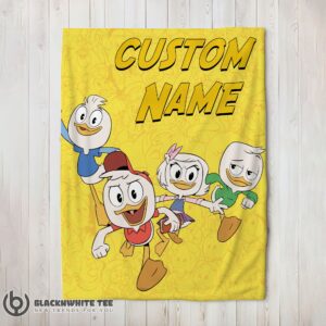 Awesome Disney Ducktales Huey Dewey Louie Webby Yellow Cartoon Collage Blanket Fleece Customized Blanket