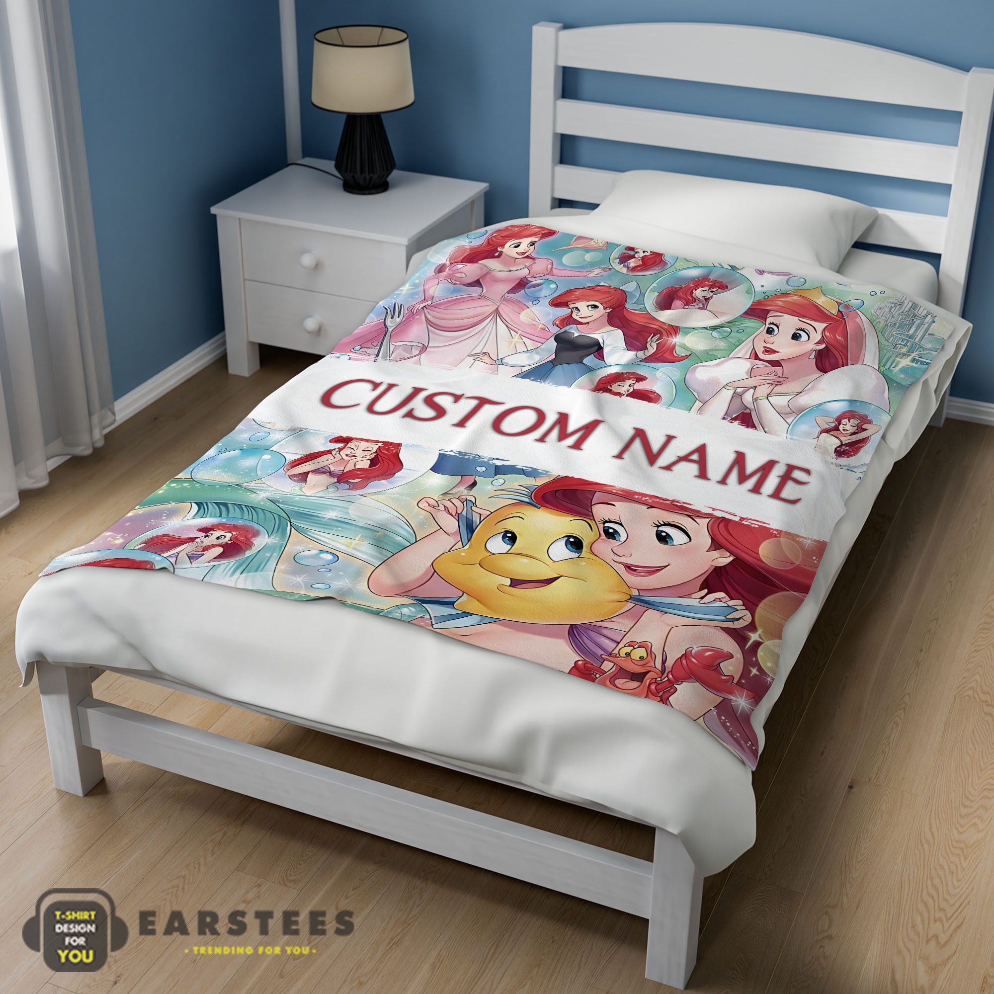 Good The Little Mermaid Blanket Ariel Princess Fleece Family Princess Customized Blanket - Image 3