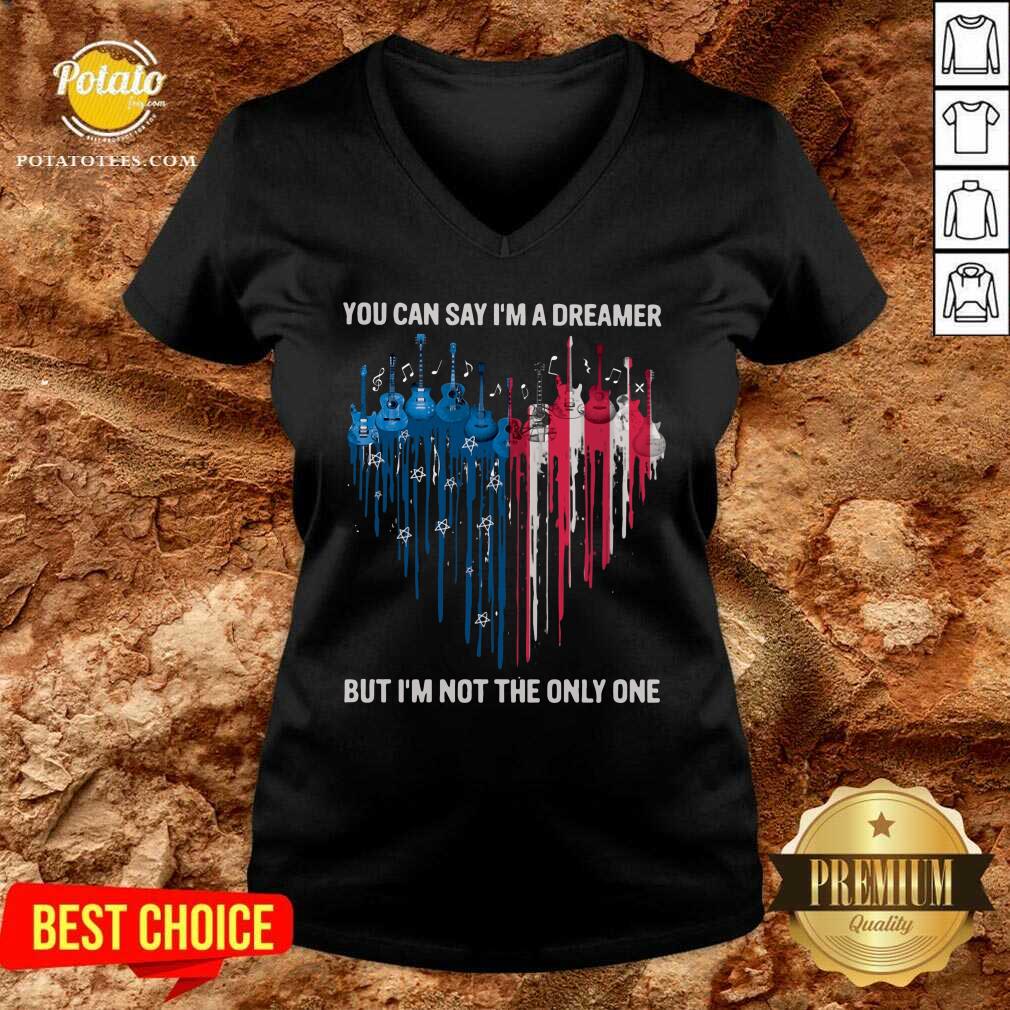 Guitar Heart American Flag You Can Say I'm A Dreamer But I'M Not The Only One Shirt - Image 2