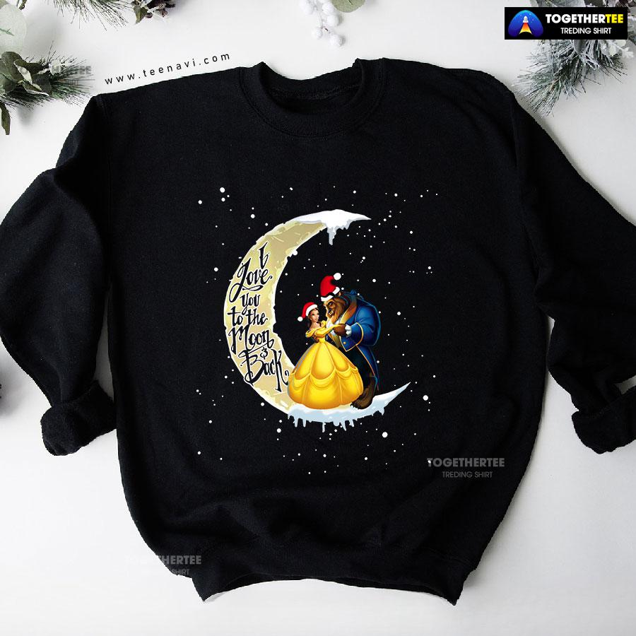 I Love You To The Moon & Back Beauty And The Beast Christmas Sweatshirt - Image 4