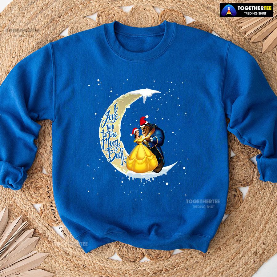 I Love You To The Moon & Back Beauty And The Beast Christmas Sweatshirt - Image 10