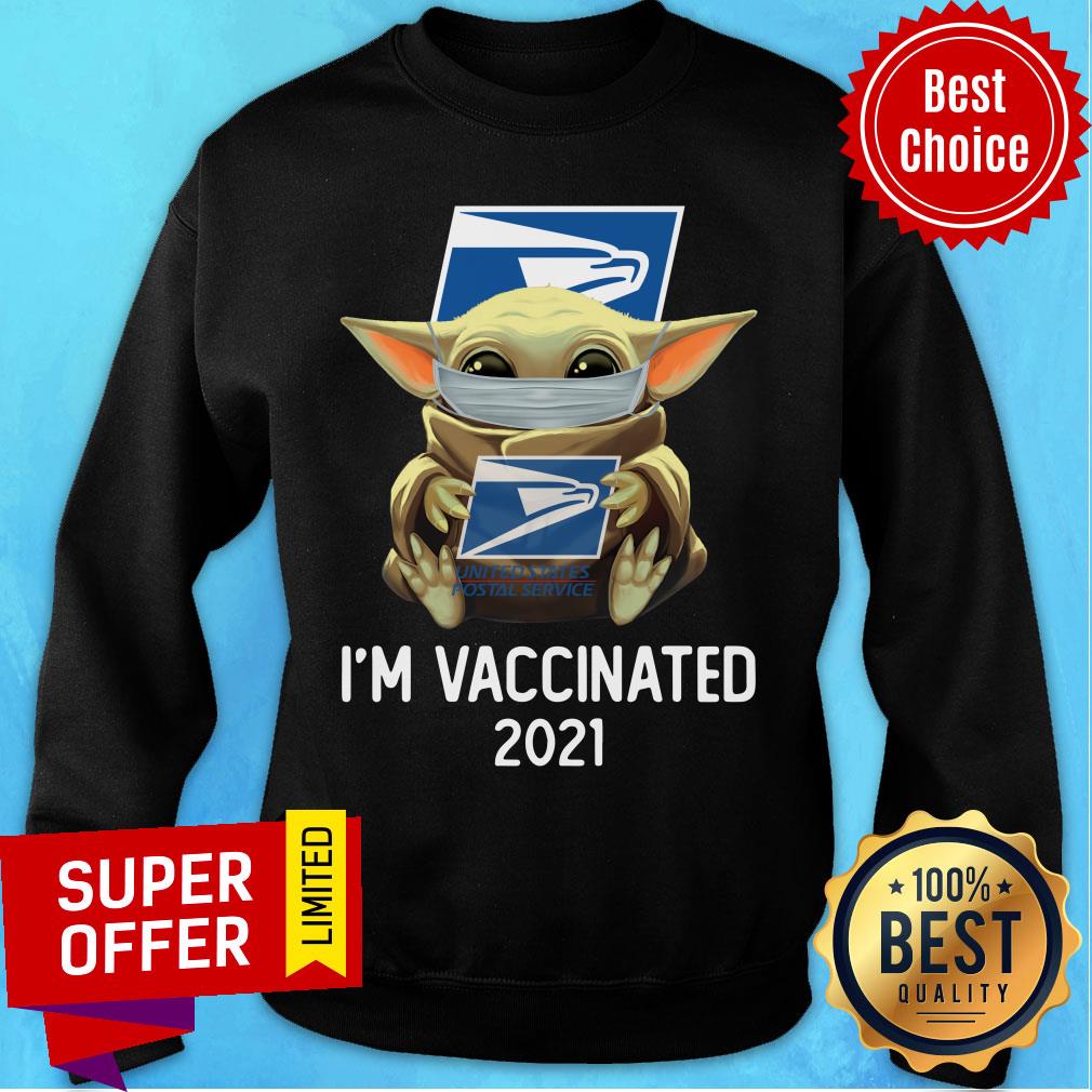 Baby Yoda Face Mask Hug USPS I’m Vaccinated 2021 Shirt - Image 4