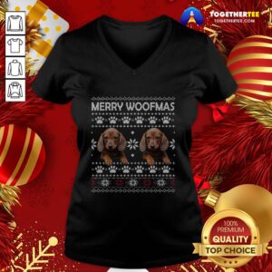 Alternative view of Cute Dachshund Merry Woofmas Paw Ugly Merry Christmas Shirt