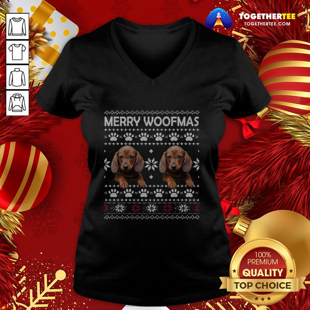 Cute Dachshund Merry Woofmas Paw Ugly Merry Christmas Shirt - Image 2