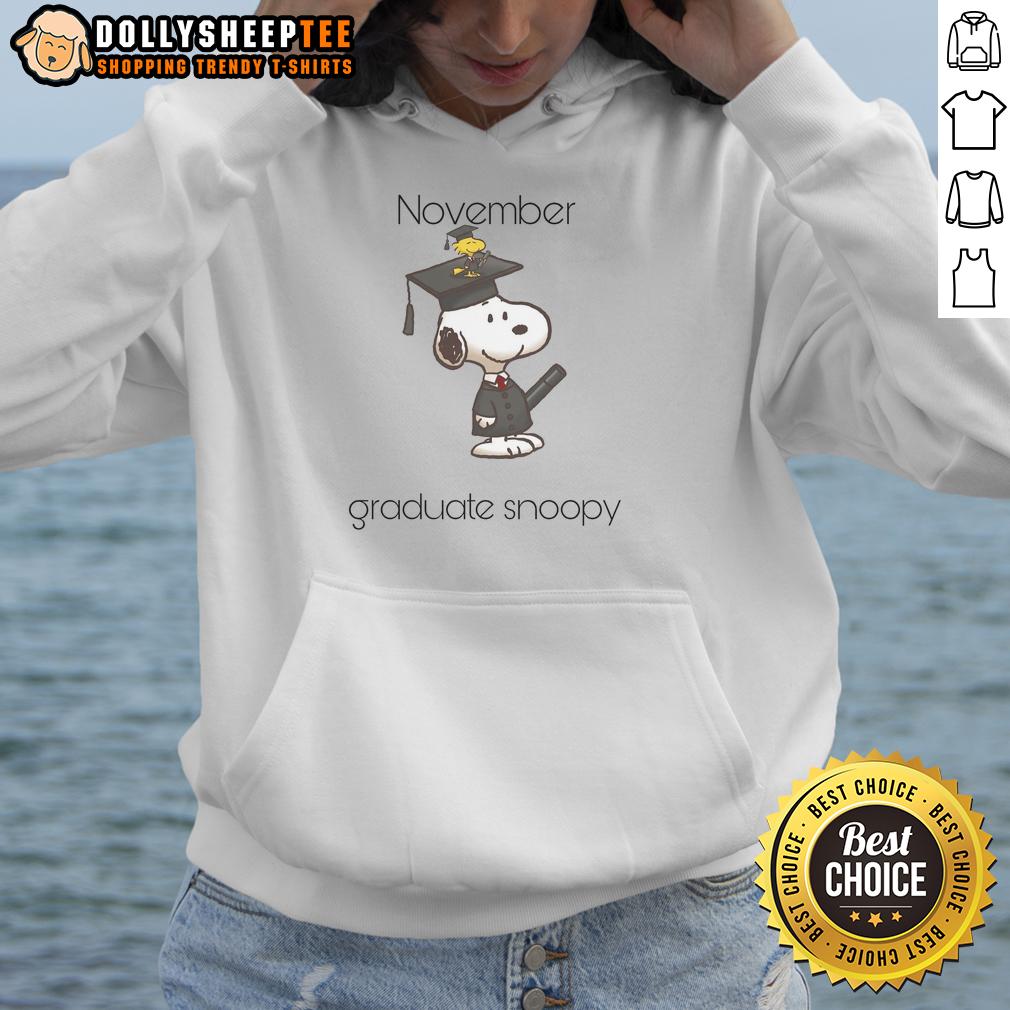 Pretty November Graduate Snoopy Woodstock T-Shirt - Image 2