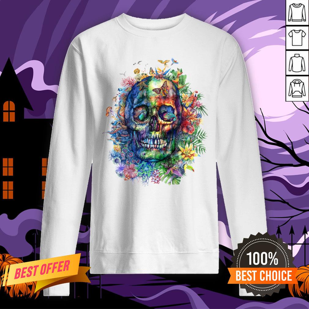 Sugar Skull Colorful Day Of The Dead Dia De Muertos Shirt - Image 4