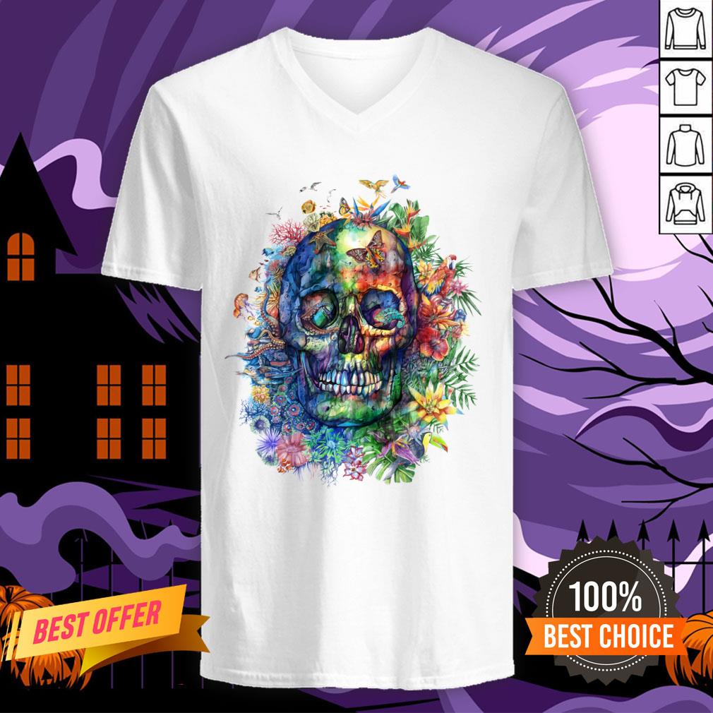 Sugar Skull Colorful Day Of The Dead Dia De Muertos Shirt - Image 2