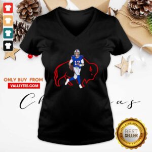 Alternative view of Pretty Buffalo Bills 17 Josh Allen Rugby Ball Shirt