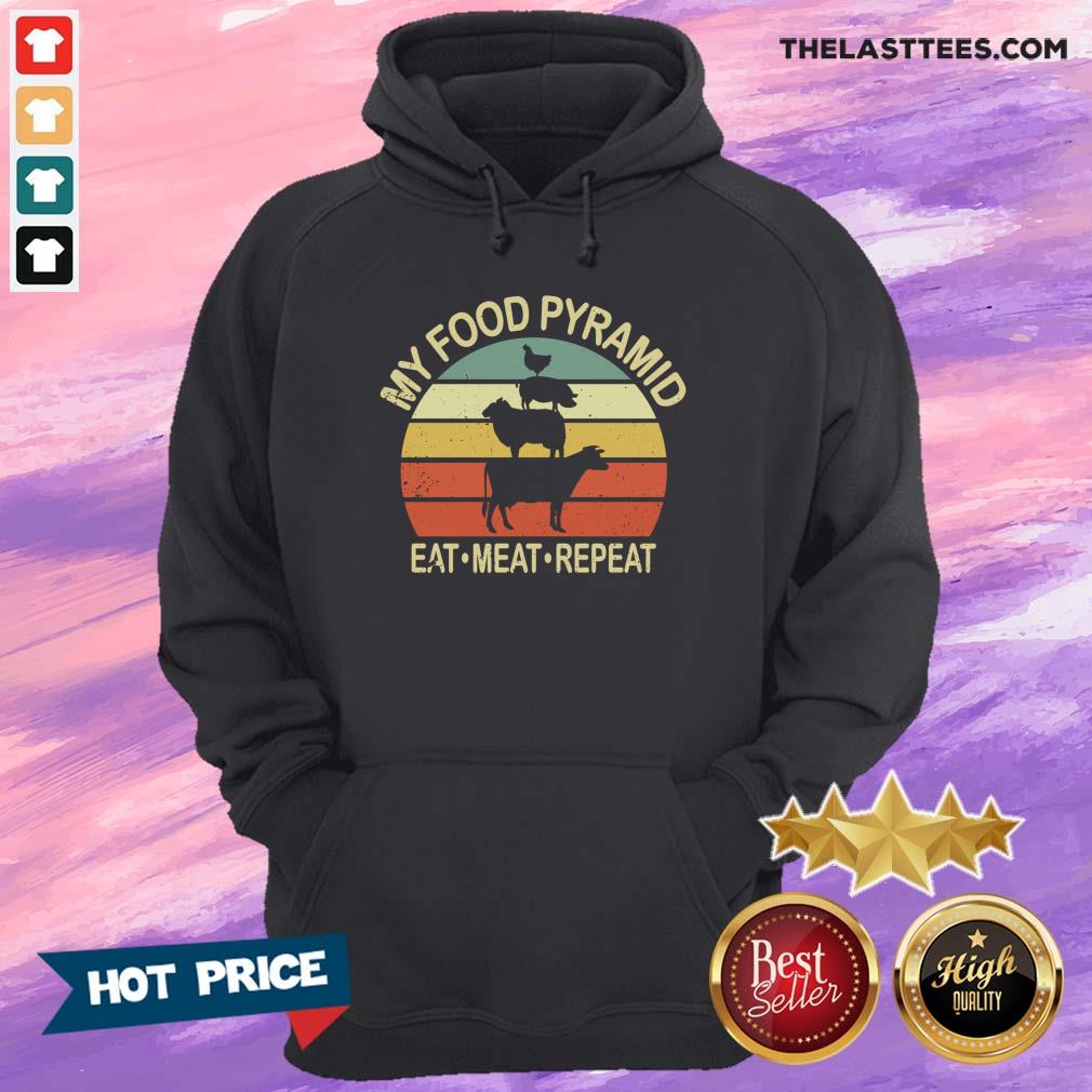 Pretty My Food Pyramid Eat Meat Repeat BBQ Vintage Shirt - Image 4