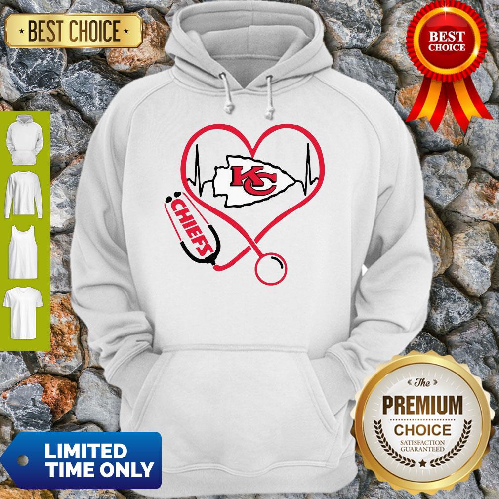 Perfect Kansas City Chiefs Heart Nurse Stethoscope Shirt - Image 5
