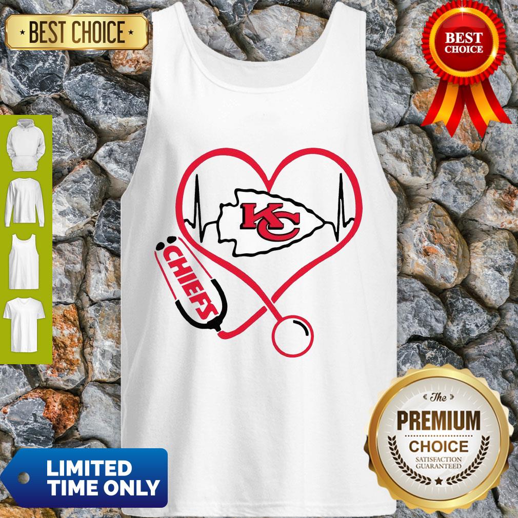 Perfect Kansas City Chiefs Heart Nurse Stethoscope Shirt - Image 3