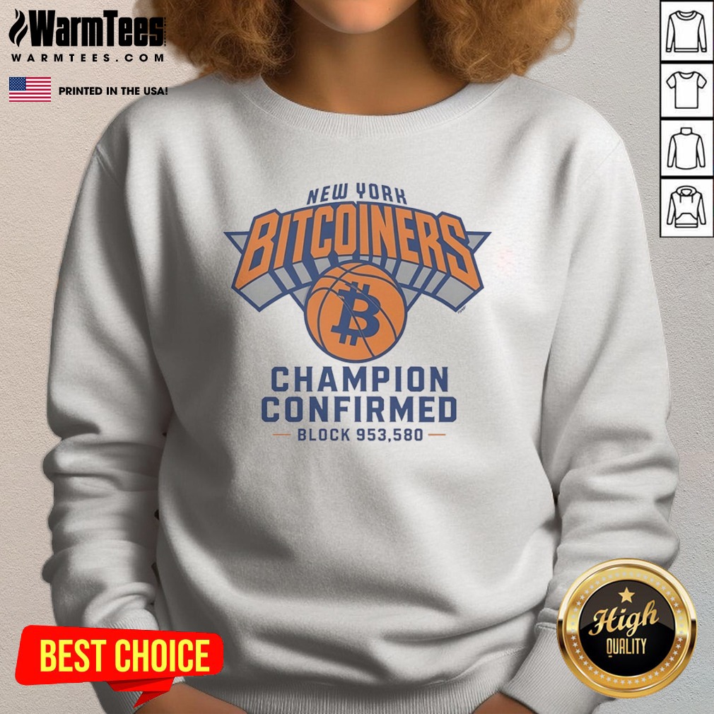 Official New York Bitcoiners Champion Confirmed Block 953580 Shirt - Image 4
