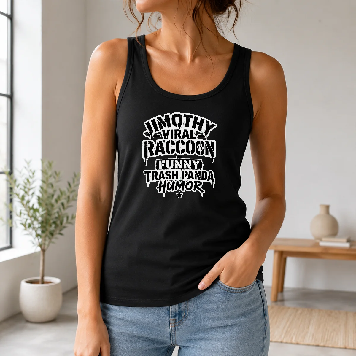 Funny Original Jimothy Viral Raccoon Funny Trash Panda Stencil Shirt - Image 3