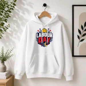 Alternative view of Premium Bold Shield Badge Labour Day Construction Tools Shirt