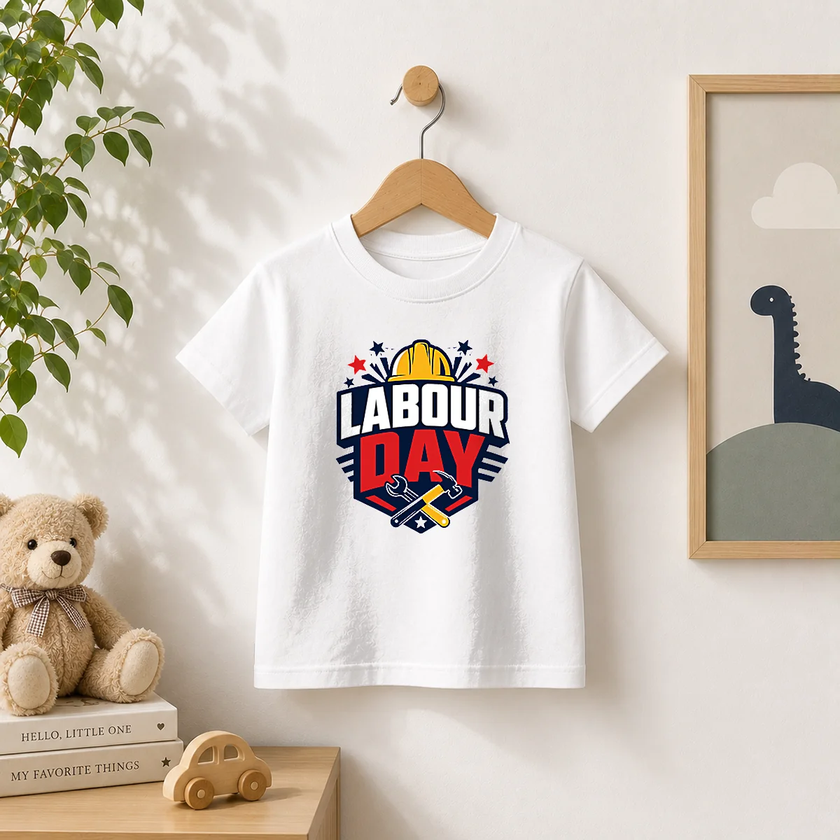 Premium Bold Shield Badge Labour Day Construction Tools Shirt - Image 8