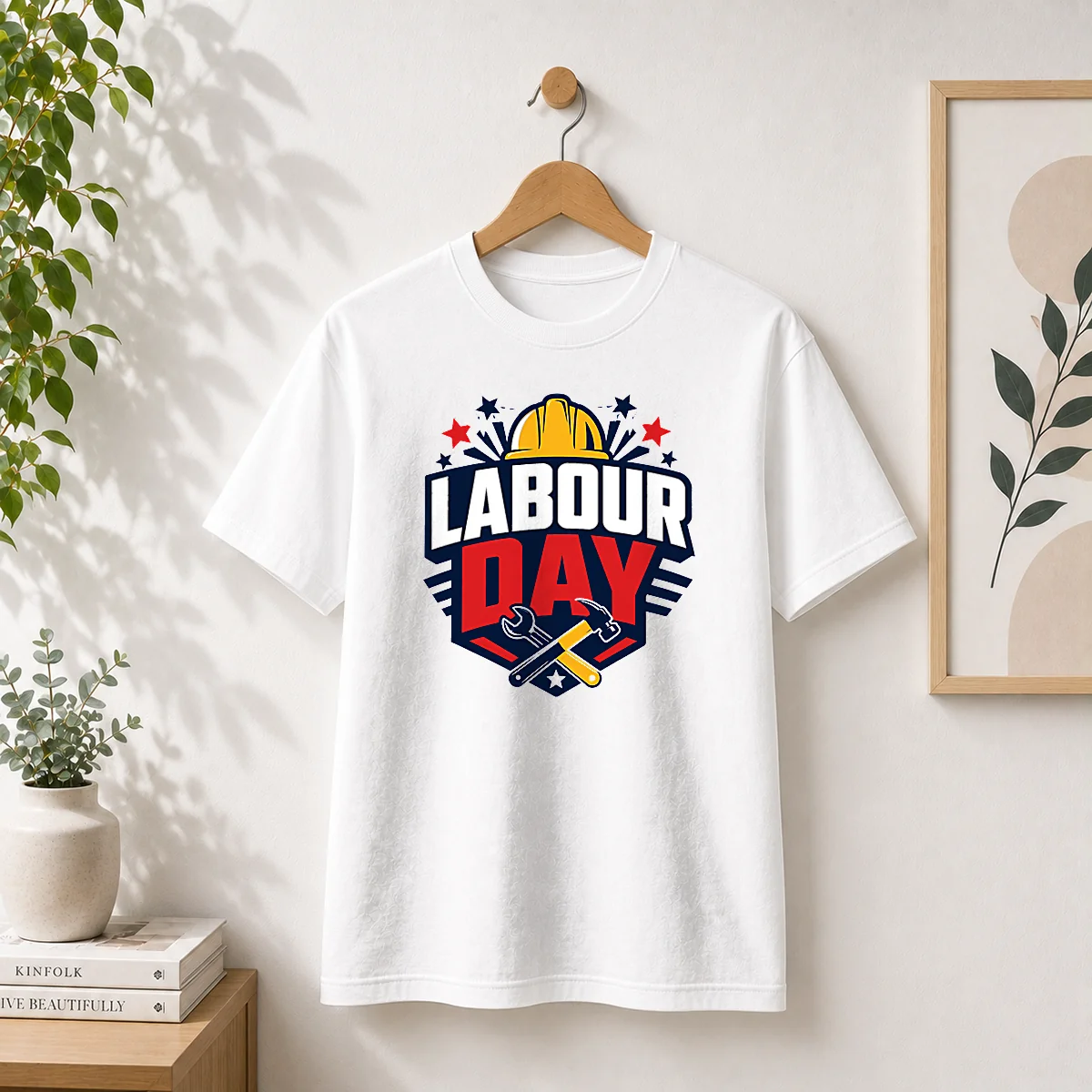 Premium Bold Shield Badge Labour Day Construction Tools Shirt