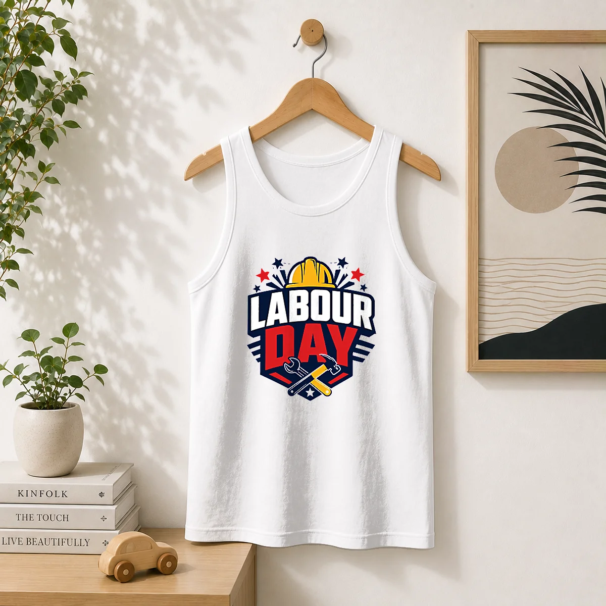 Premium Bold Shield Badge Labour Day Construction Tools Shirt - Image 5